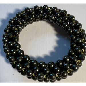 Bracelets Unbranded Faux Black Pearls Stretchable 6 Rows Make a Circle Vintage